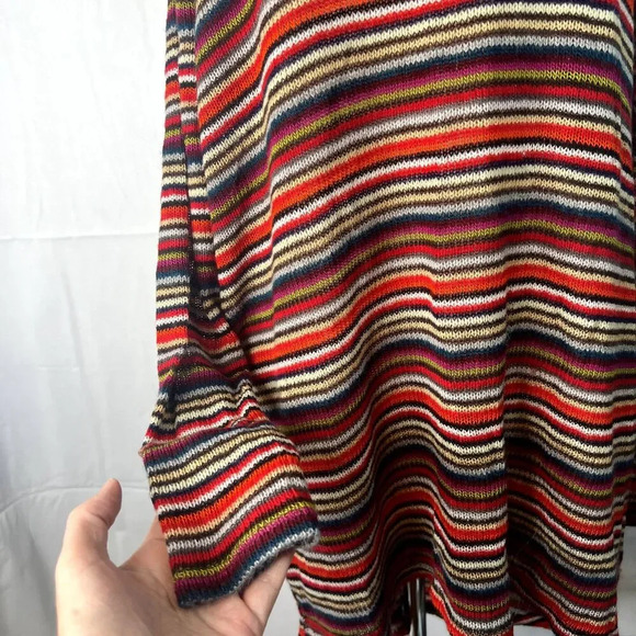 Cherish Cold Shoulder Multicolor Striped Knit Tunic Sweater Size Medium - Picture 7 of 10